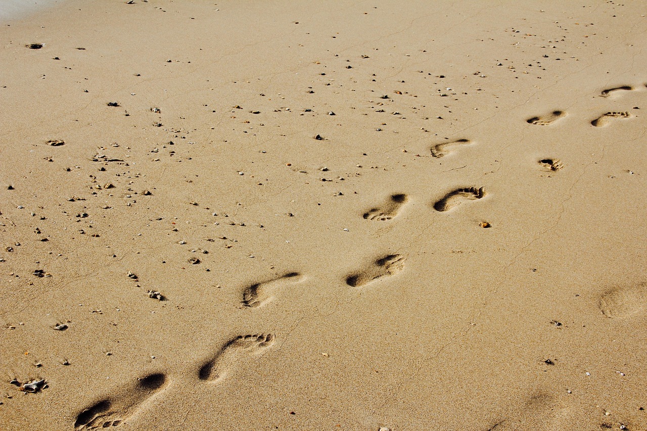Footprints in sand representing consistent brand voice across all travel business touchpoints